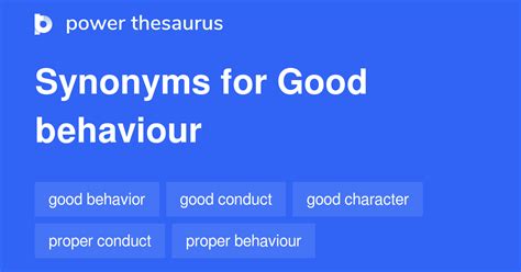 good behaviour synonyms|GOOD BEHAVIOR in Thesaurus: 100+ Synonyms & Antonyms .